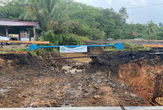 Hujan Guyur Semidang Lagan, Aliran Sungai Nyaris Ganggu Pembangunan Jembatan