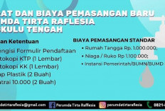 Cek Syarat dan Tarif Pemasangan Air di Perumda Tirta Rafflesia Bengkulu Tengah